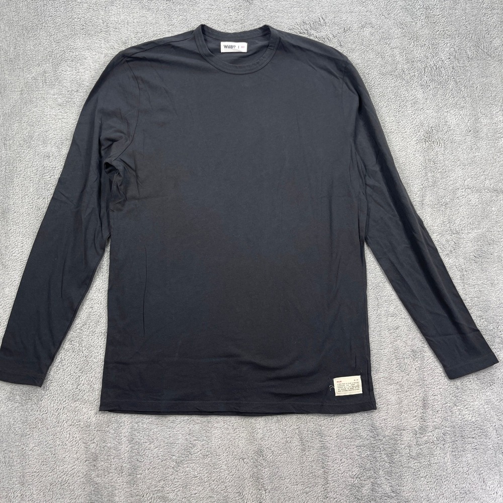 WillBo Long Sleeve T-Shirt Women XS Black S/21 Made in USA 100% Cotton Basic